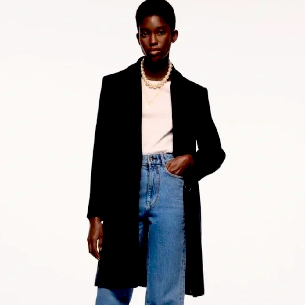 ZARA Two button wool blend coat black Size XS (fits like a Small)